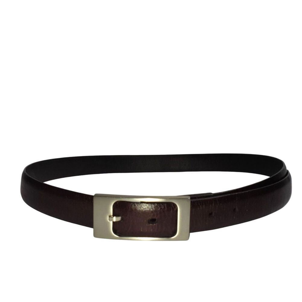 Kenneth Cole New York Brown Leather Belt Silver Frame Buckle Mens Size 36